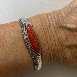 Sarda .925 Silver and Red Indonesian Coral Cuff